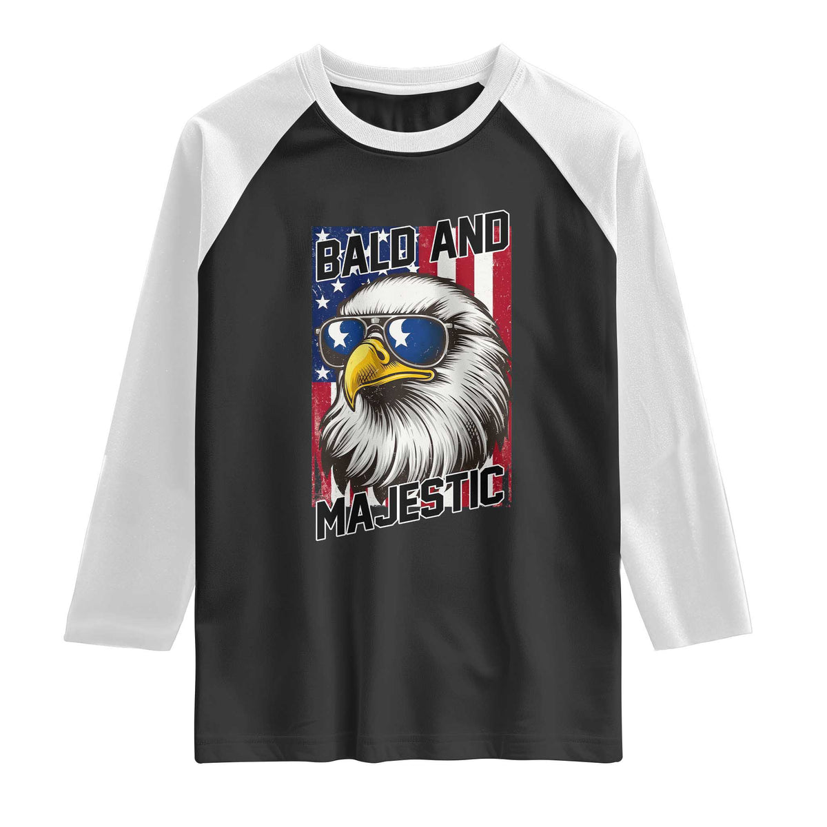 Bald and Majestic Raglan Shirt Patriotic Bald Eagle 4th Of July