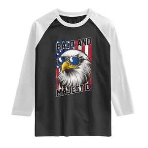 Bald and Majestic Raglan Shirt Patriotic Bald Eagle 4th Of July