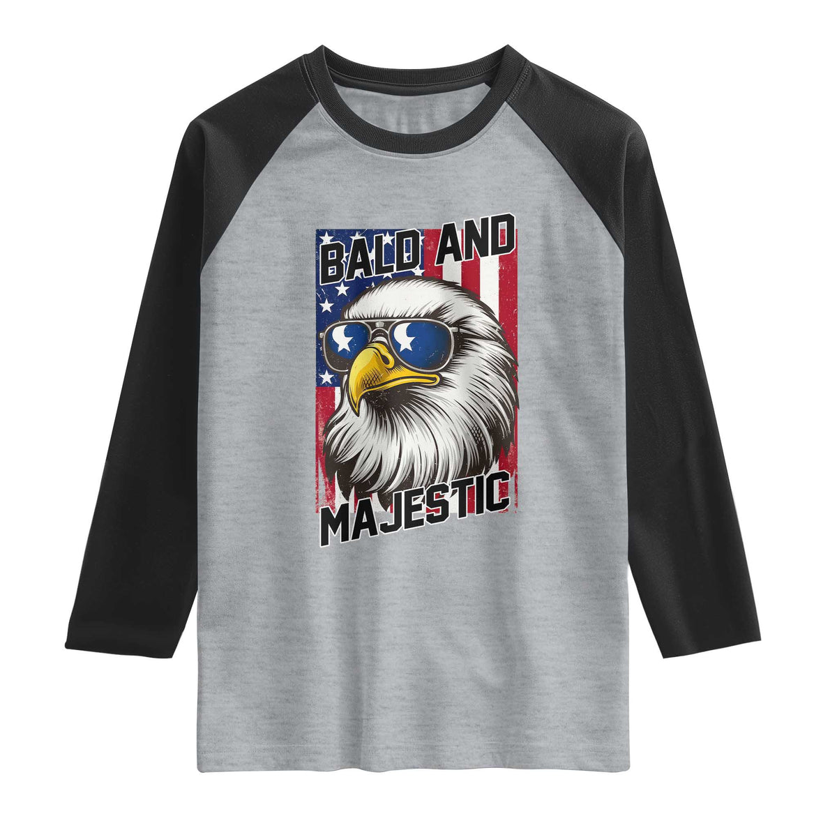 Bald and Majestic Raglan Shirt Patriotic Bald Eagle 4th Of July
