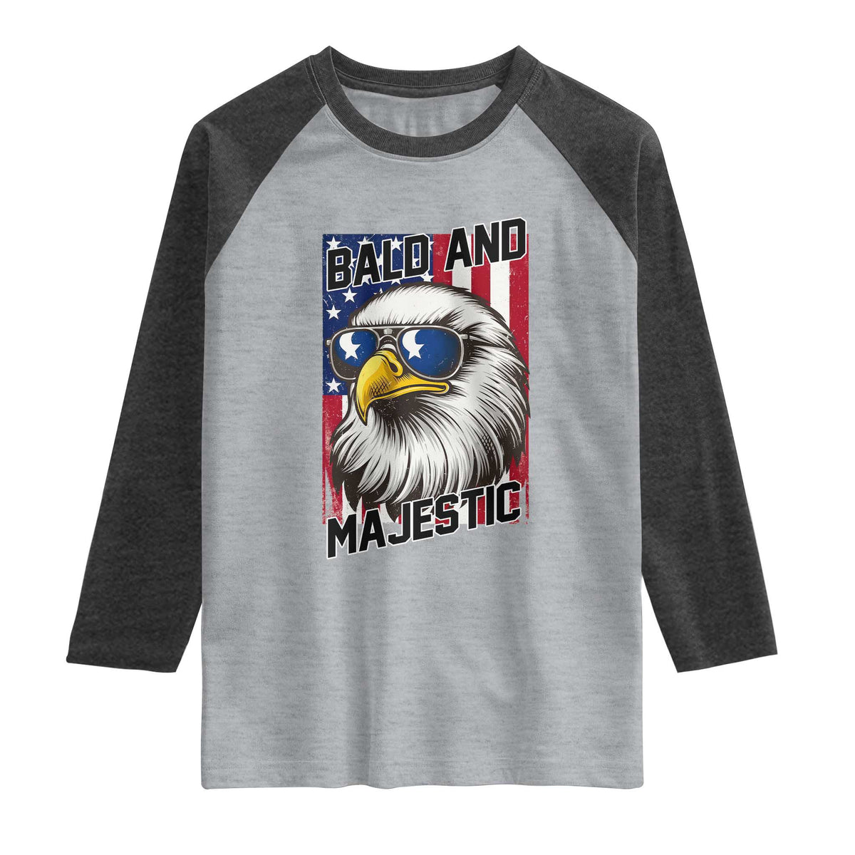 Bald and Majestic Raglan Shirt Patriotic Bald Eagle 4th Of July