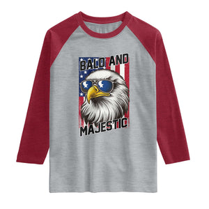 Bald and Majestic Raglan Shirt Patriotic Bald Eagle 4th Of July