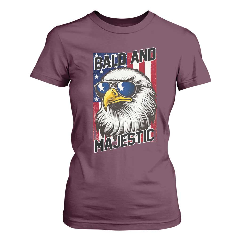 Bald and Majestic T Shirt For Women Patriotic Bald Eagle 4th Of July