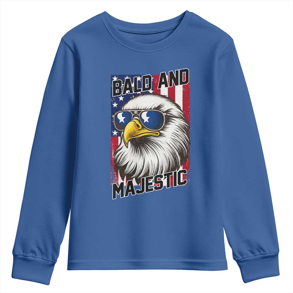 Bald and Majestic Youth Sweatshirt Patriotic Bald Eagle 4th Of July