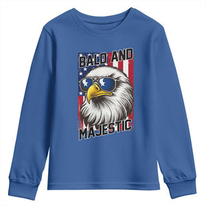 Bald and Majestic Youth Sweatshirt Patriotic Bald Eagle 4th Of July