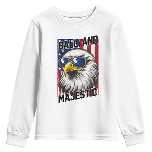 Bald and Majestic Youth Sweatshirt Patriotic Bald Eagle 4th Of July