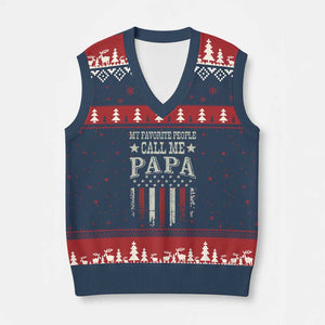 My Favorite People Call Me Papa V-Neck Knit Sweater Vest Funny Dad Fathers Day 4th Of July