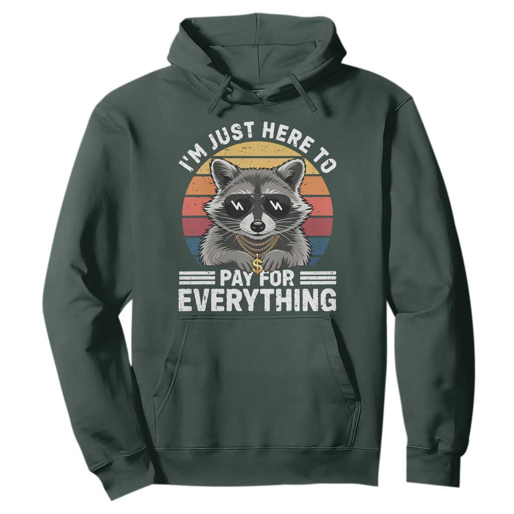 I'm Just Here to Pay for Everything Hoodie Funny Raccoon Dad Granpa Joke