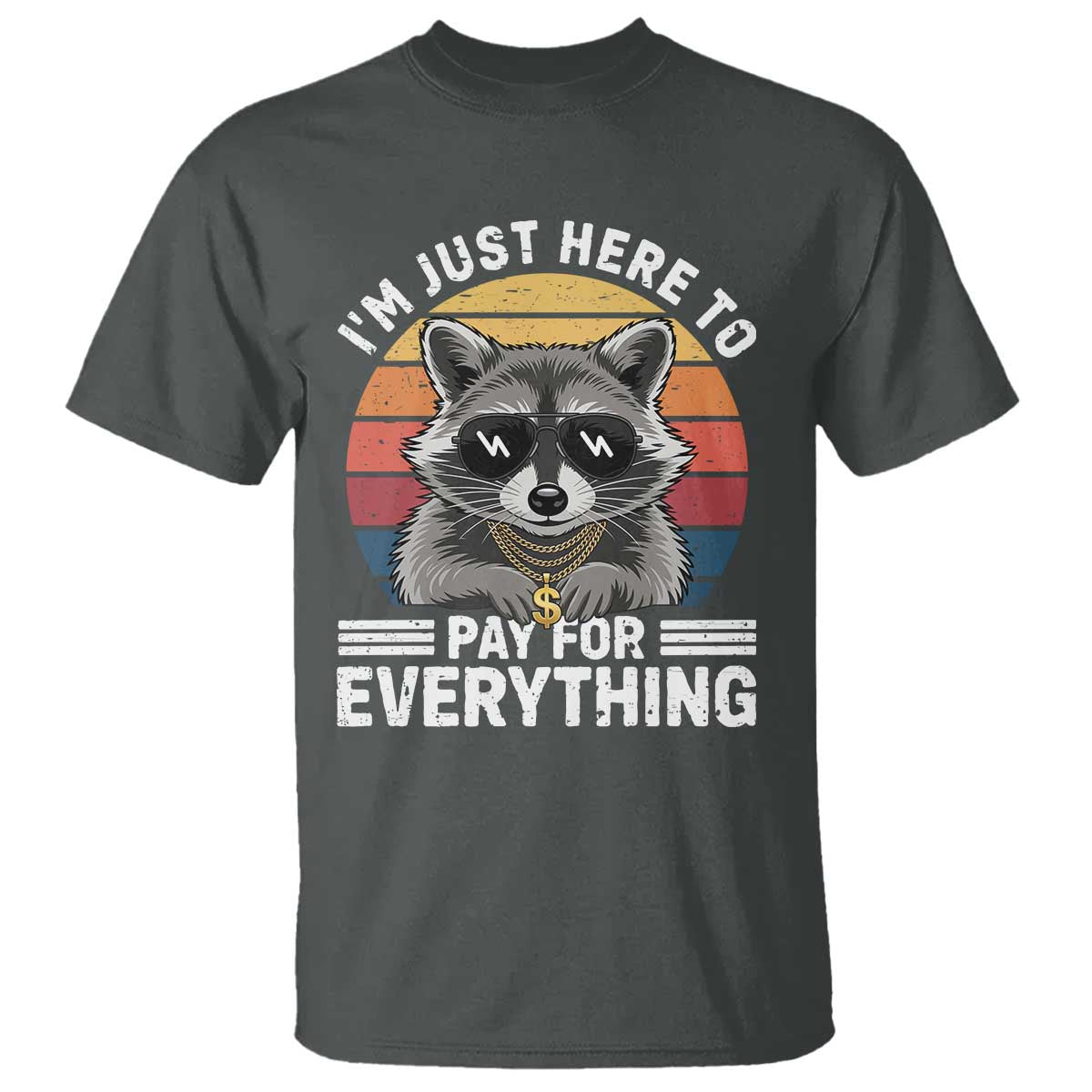 I'm Just Here to Pay for Everything T Shirt Funny Raccoon Dad Granpa Joke