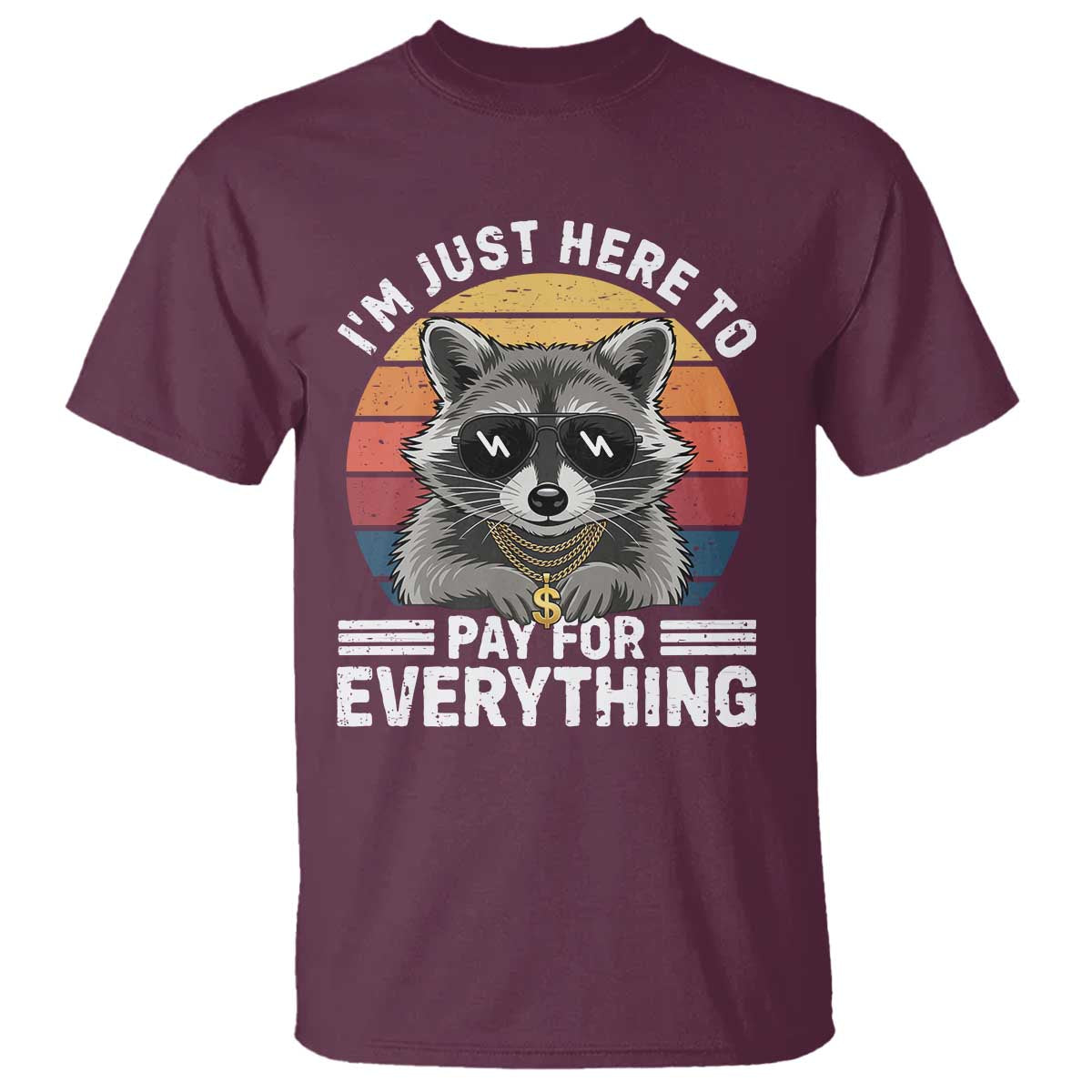 I'm Just Here to Pay for Everything T Shirt Funny Raccoon Dad Granpa Joke