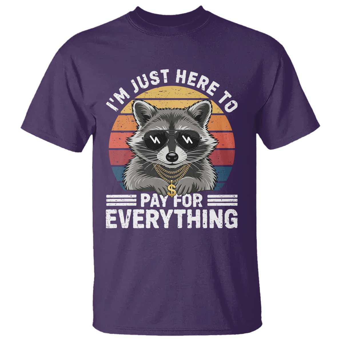 I'm Just Here to Pay for Everything T Shirt Funny Raccoon Dad Granpa Joke