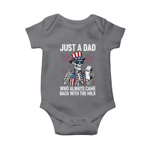 Just a Dad Who Always Came Back with The Milk Baby Onesie Funny Skeleton Dad 4th Of July