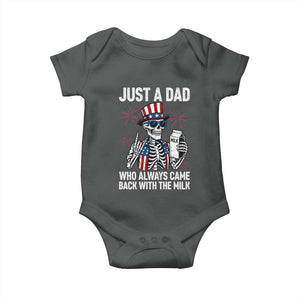 Just a Dad Who Always Came Back with The Milk Baby Onesie Funny Skeleton Dad 4th Of July