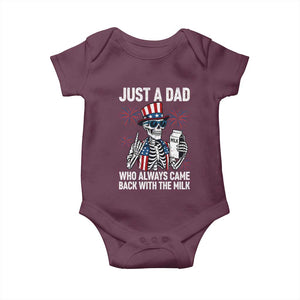 Just a Dad Who Always Came Back with The Milk Baby Onesie Funny Skeleton Dad 4th Of July