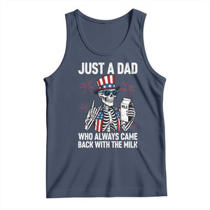 Just a Dad Who Always Came Back with The Milk Tank Top Funny Skeleton Dad 4th Of July