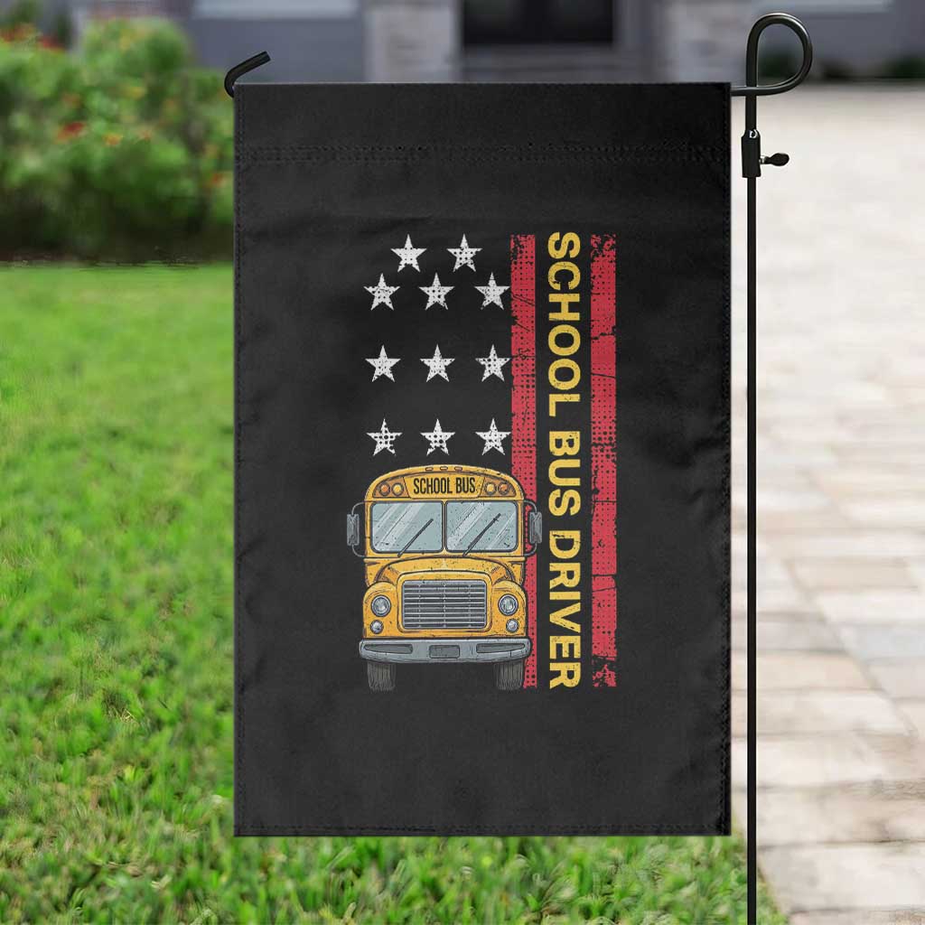 Patriotic School Bus Driver USA American Flag Garden Flag
