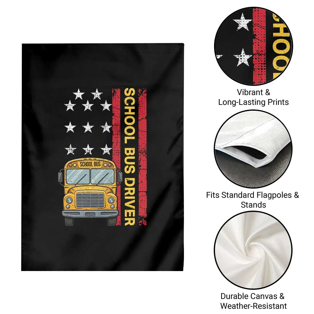 Patriotic School Bus Driver USA American Flag Garden Flag