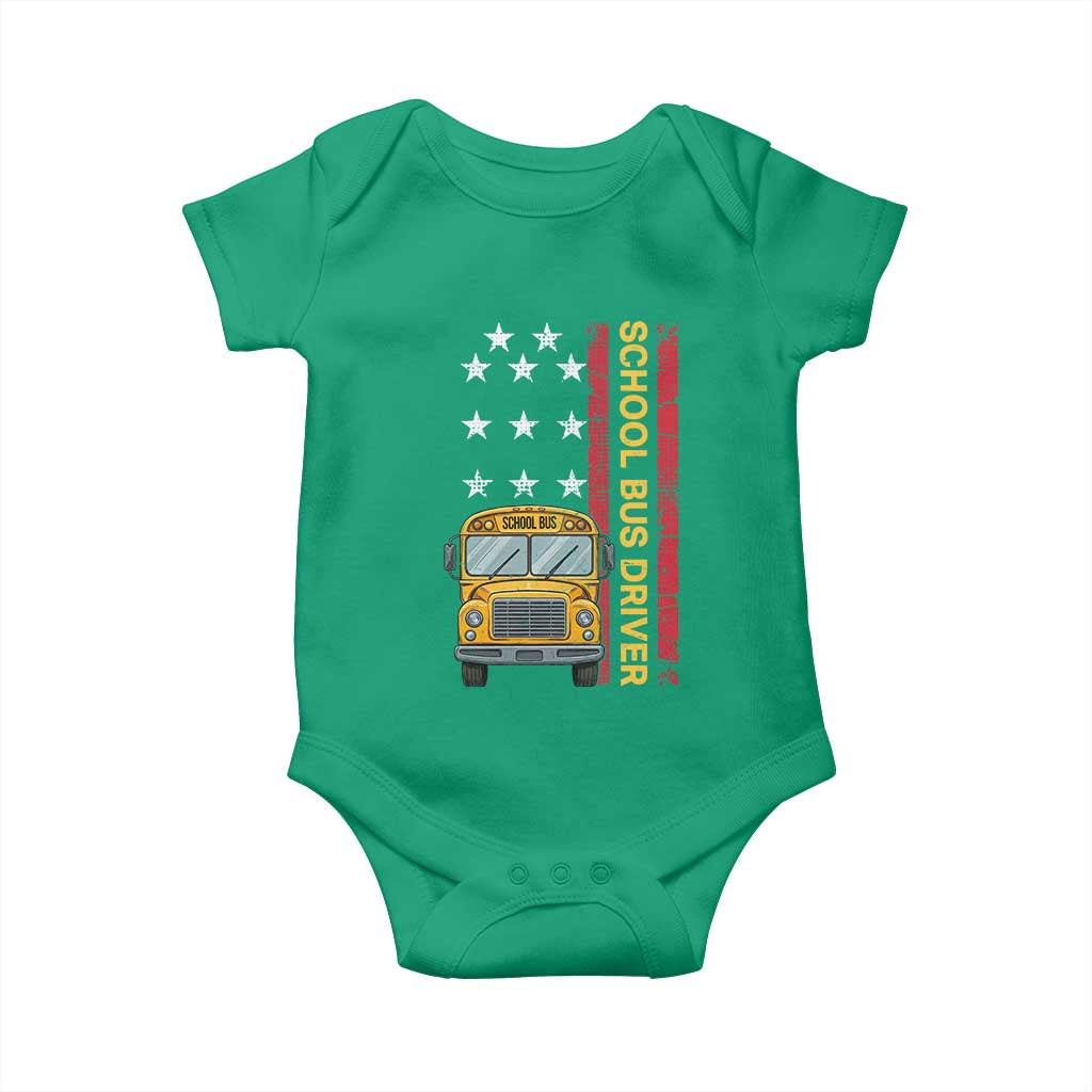 Patriotic School Bus Driver USA American Flag Baby Onesie