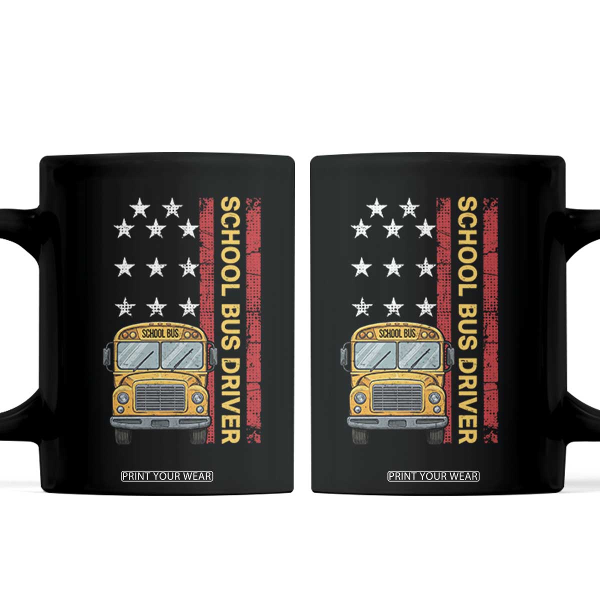 Patriotic School Bus Driver USA American Flag Coffee Mug
