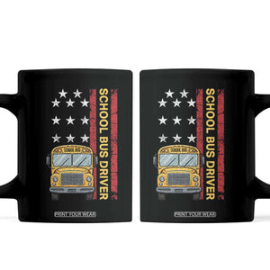 Patriotic School Bus Driver USA American Flag Coffee Mug