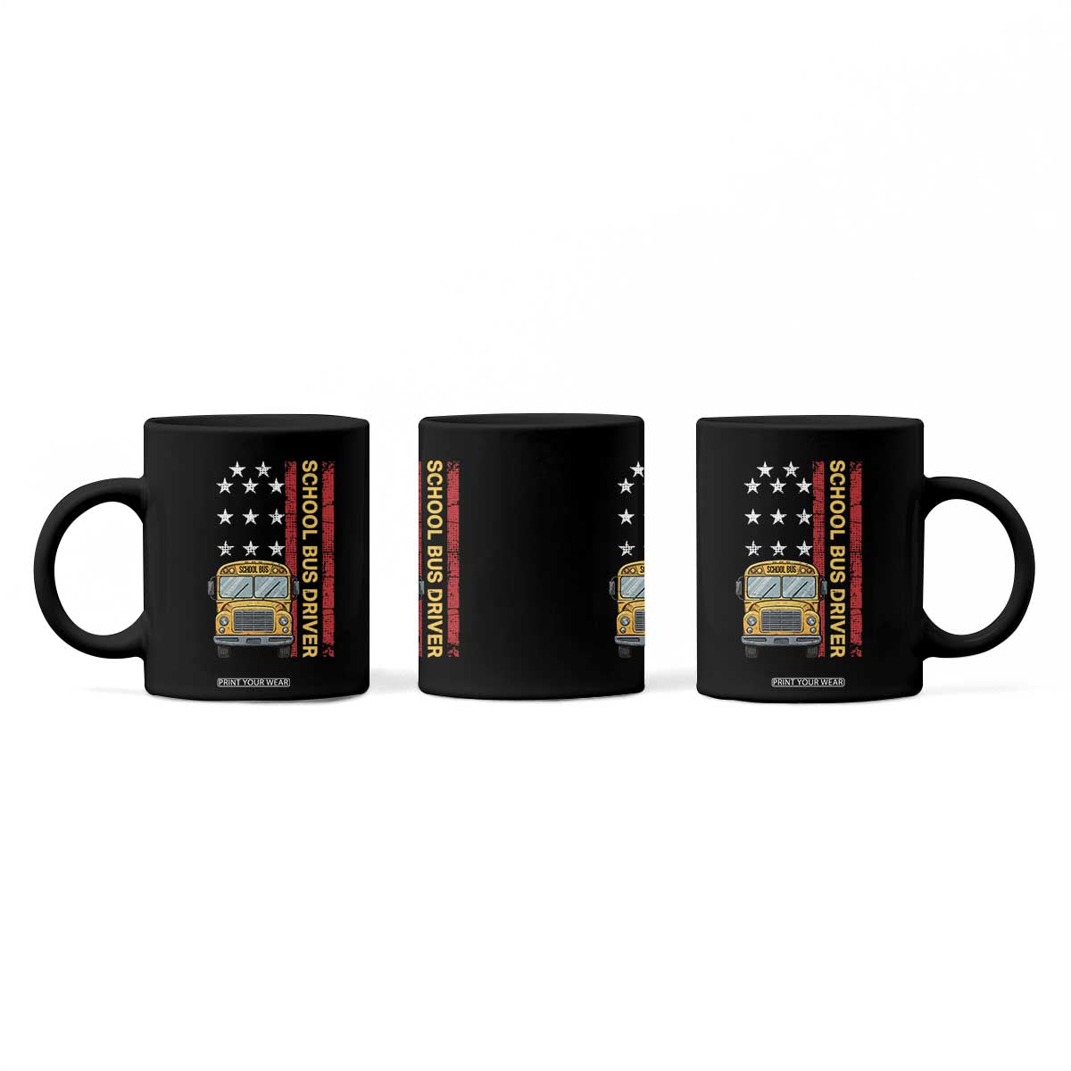 Patriotic School Bus Driver USA American Flag Coffee Mug