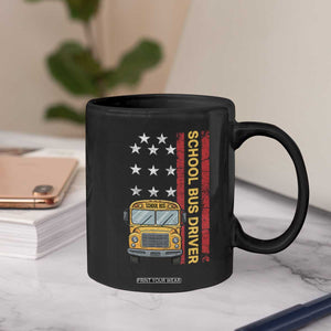 Patriotic School Bus Driver USA American Flag Coffee Mug