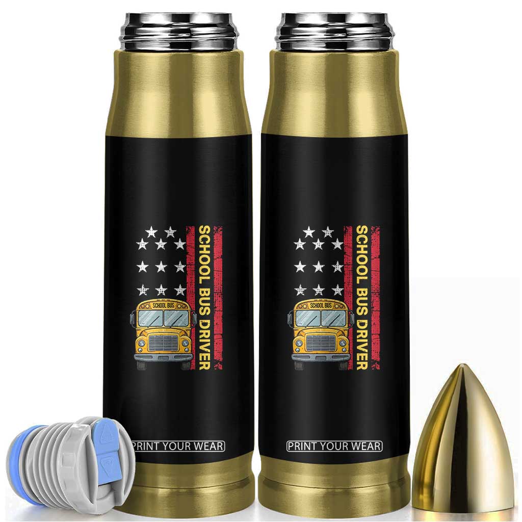 Patriotic School Bus Driver USA American Flag Bullet Tumbler