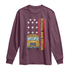 Patriotic School Bus Driver USA American Flag Long Sleeve Shirt