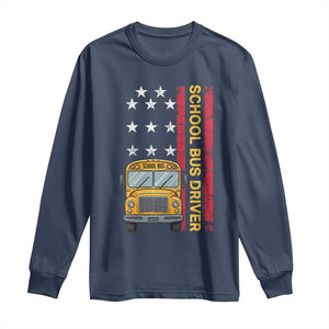 Patriotic School Bus Driver USA American Flag Long Sleeve Shirt