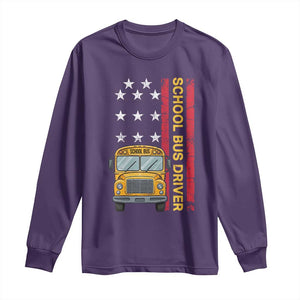 Patriotic School Bus Driver USA American Flag Long Sleeve Shirt