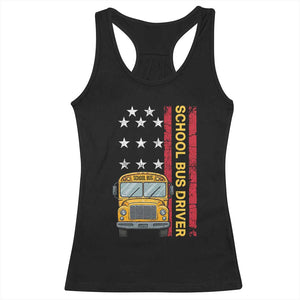 Patriotic School Bus Driver USA American Flag Racerback Tank Top
