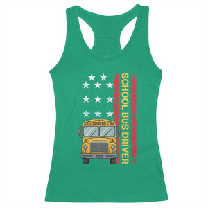 Patriotic School Bus Driver USA American Flag Racerback Tank Top