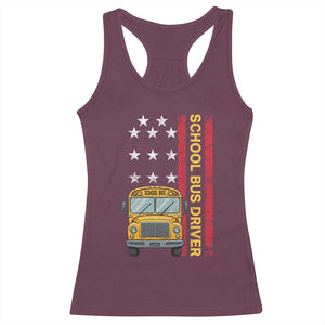 Patriotic School Bus Driver USA American Flag Racerback Tank Top