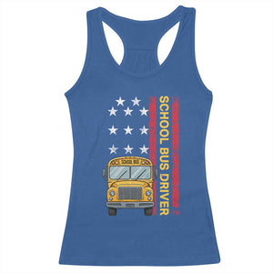 Patriotic School Bus Driver USA American Flag Racerback Tank Top
