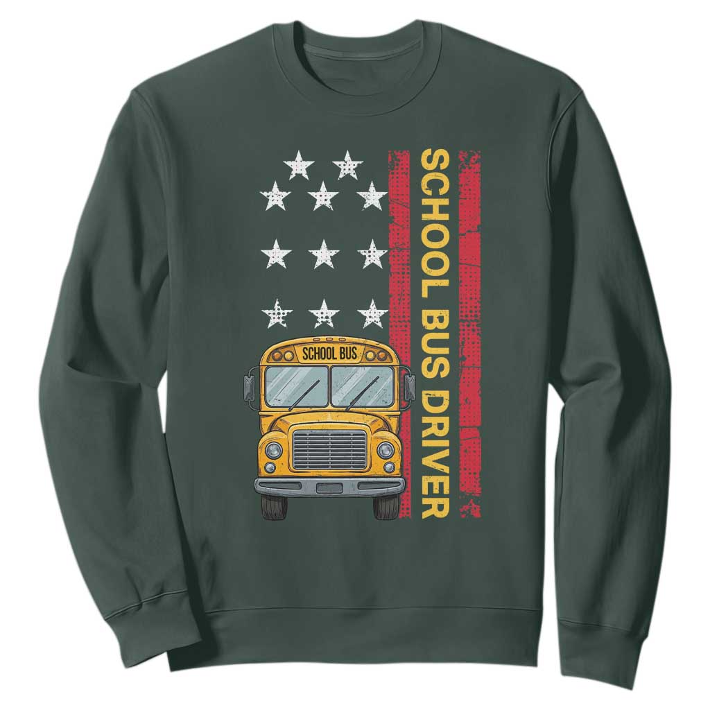 Patriotic School Bus Driver USA American Flag Sweatshirt