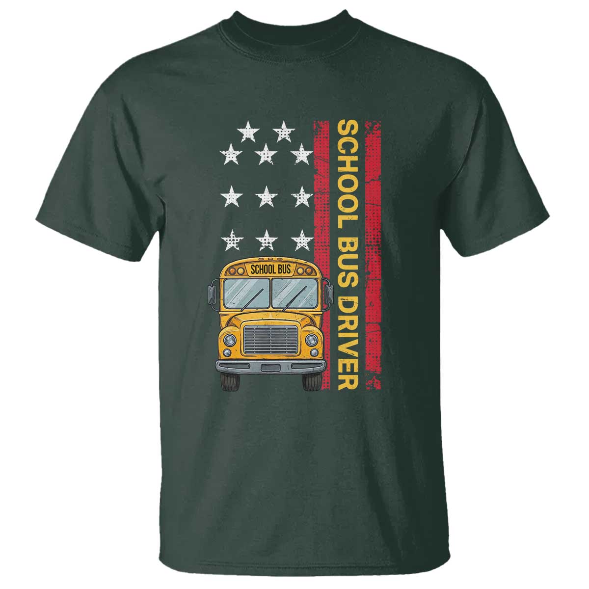 Patriotic School Bus Driver USA American Flag T Shirt