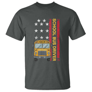 Patriotic School Bus Driver USA American Flag T Shirt