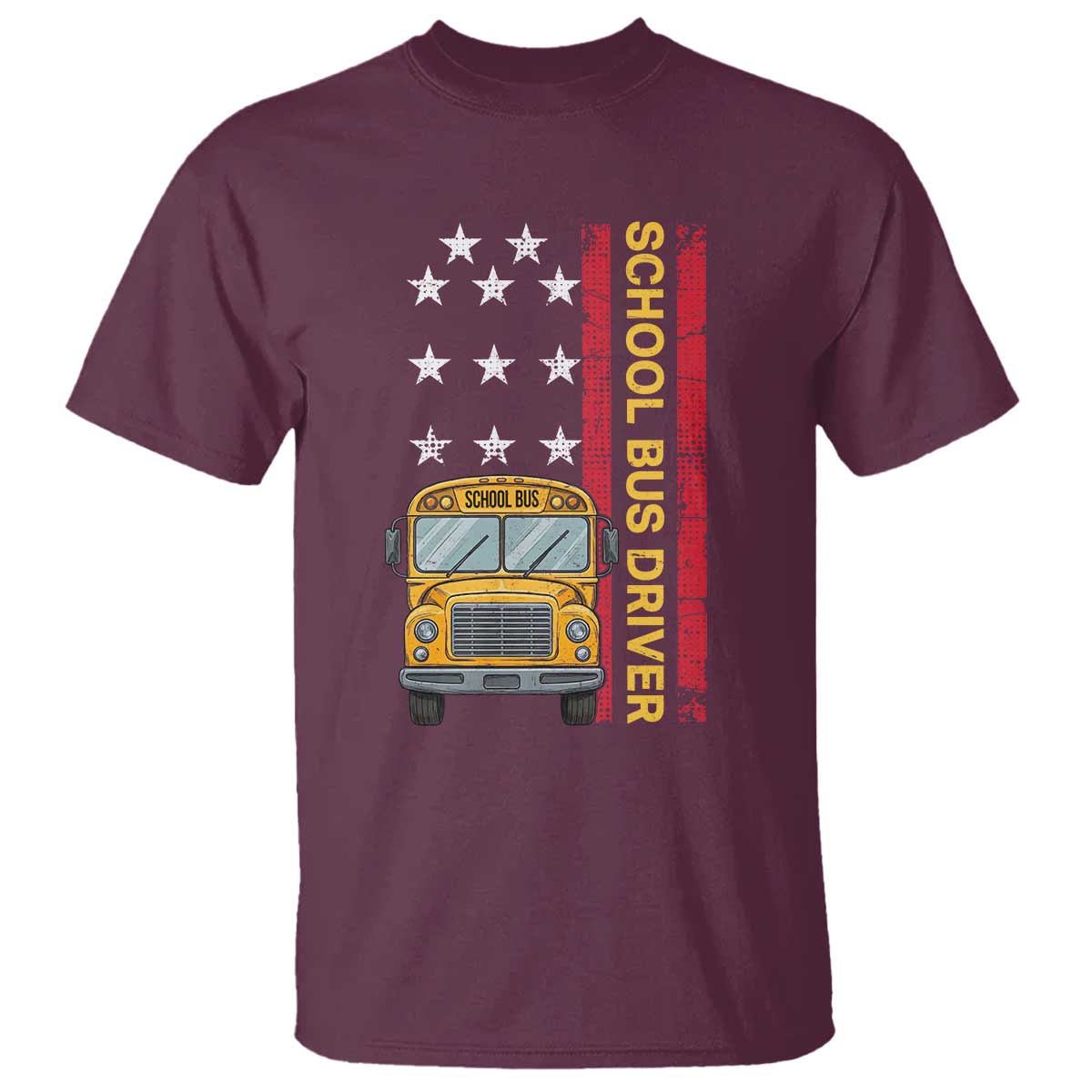 Patriotic School Bus Driver USA American Flag T Shirt