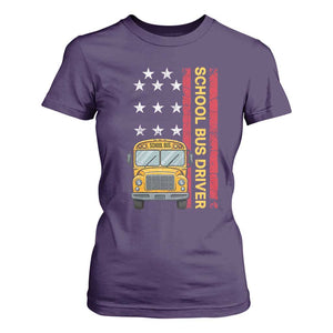Patriotic School Bus Driver USA American Flag T Shirt For Women
