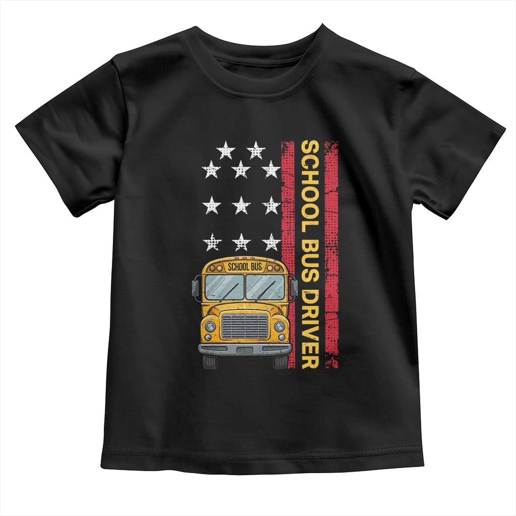 Patriotic School Bus Driver USA American Flag Toddler T Shirt TS14 Black Print Your Wear