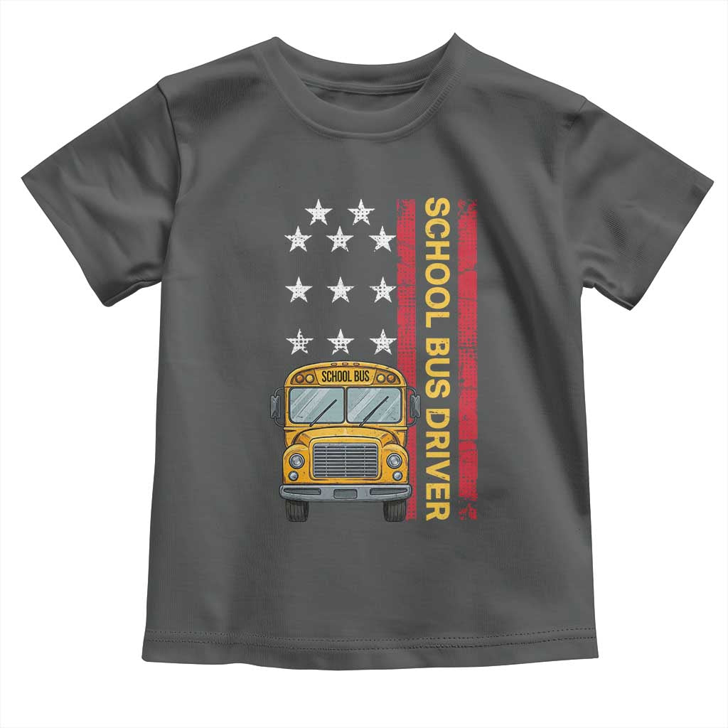 Patriotic School Bus Driver USA American Flag Toddler T Shirt