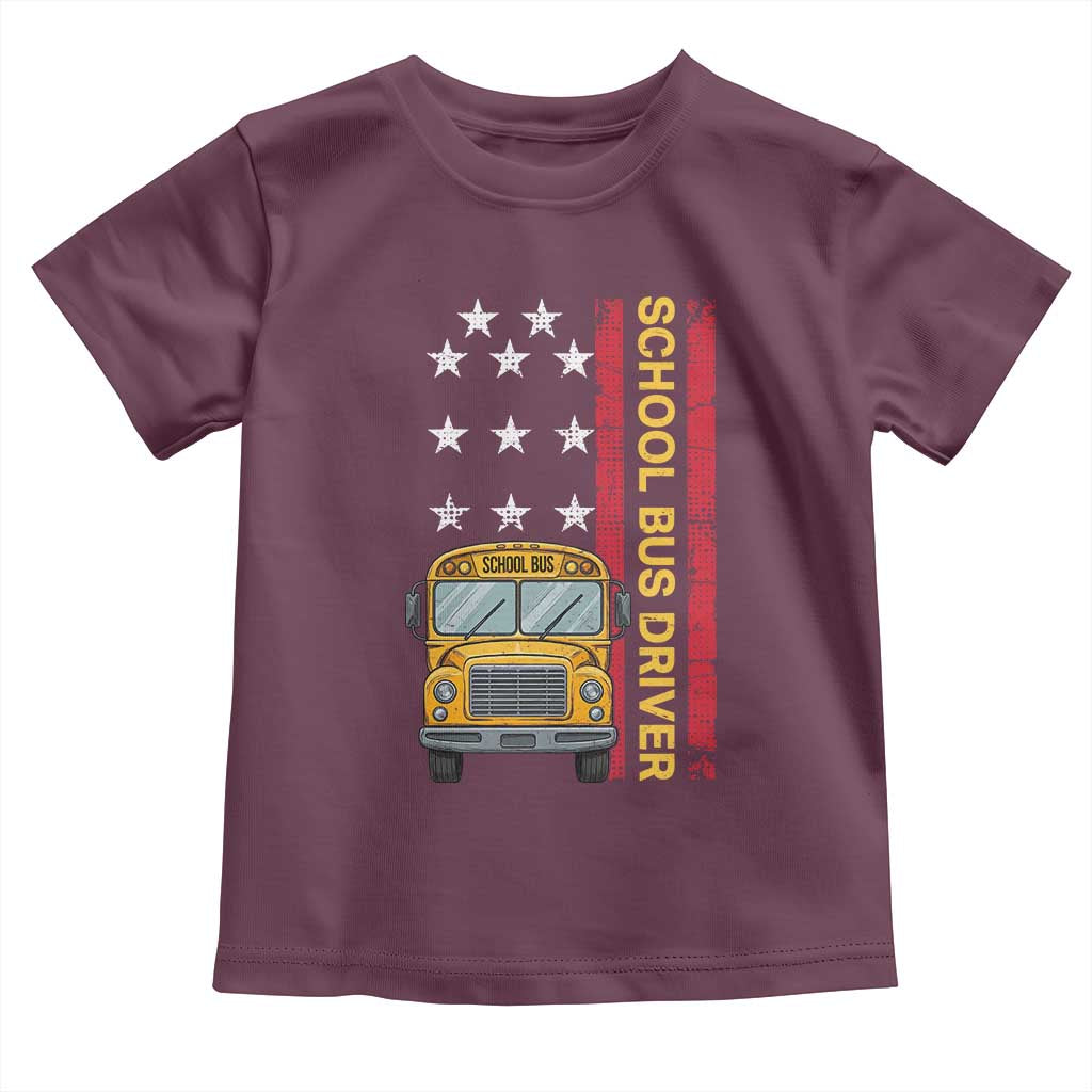 Patriotic School Bus Driver USA American Flag Toddler T Shirt
