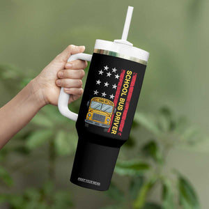 Patriotic School Bus Driver USA American Flag Tumbler With Handle