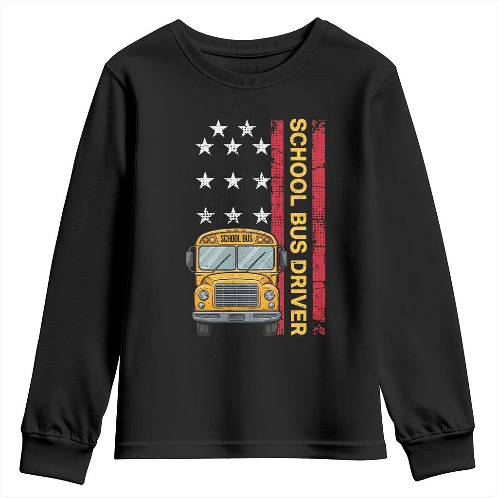Patriotic School Bus Driver USA American Flag Youth Sweatshirt