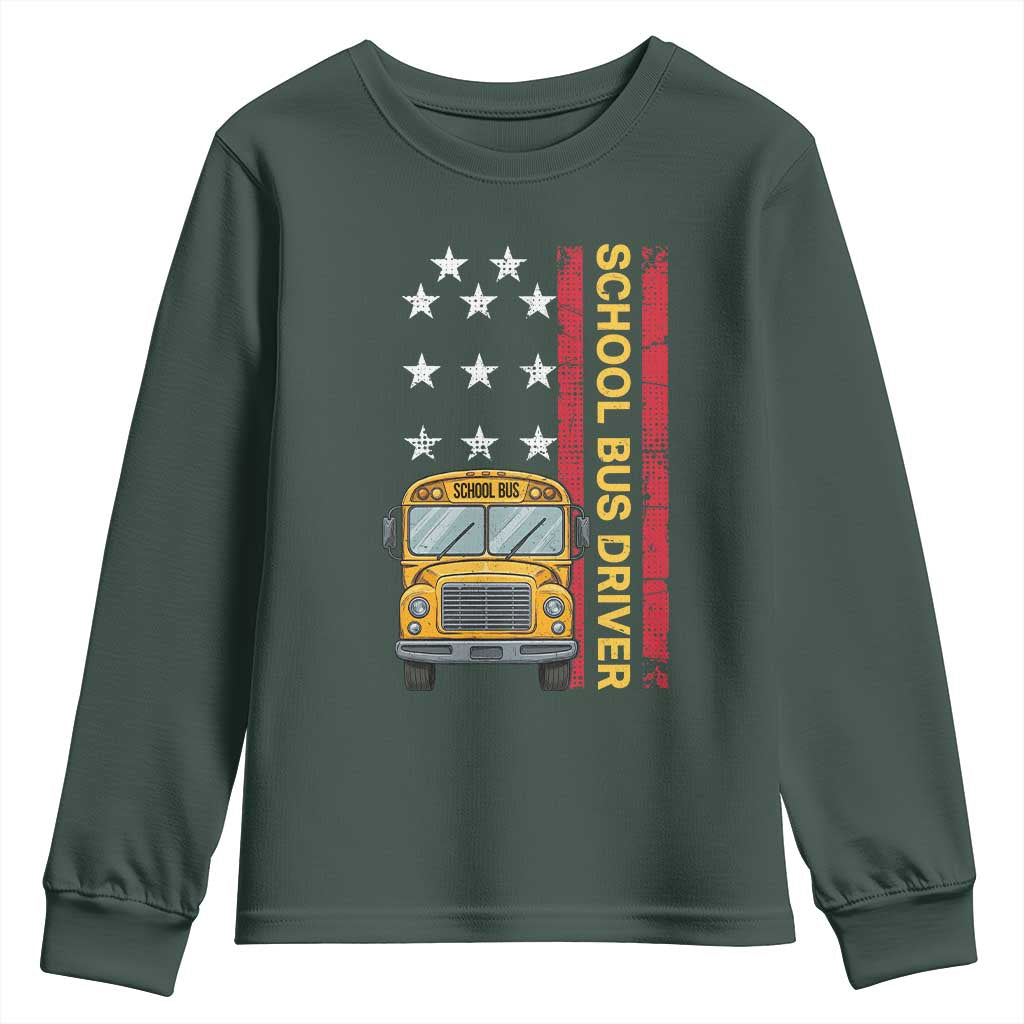 Patriotic School Bus Driver USA American Flag Youth Sweatshirt