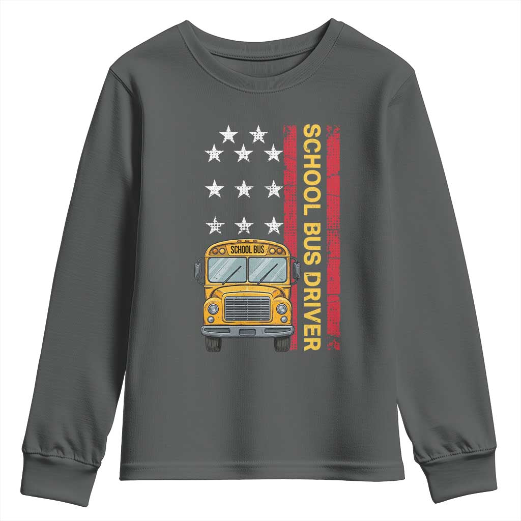 Patriotic School Bus Driver USA American Flag Youth Sweatshirt