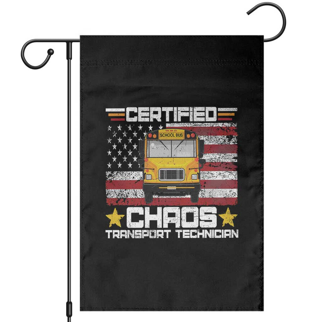 Certified Chaos Transport Technician Garden Flag Patriotic School Bus Driver USA American Flag TS14 Black Print Your Wear