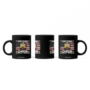 Certified Chaos Transport Technician Coffee Mug Patriotic School Bus Driver USA American Flag