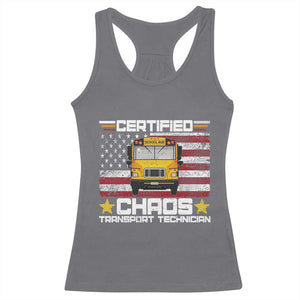 Certified Chaos Transport Technician Racerback Tank Top Patriotic School Bus Driver USA American Flag