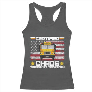 Certified Chaos Transport Technician Racerback Tank Top Patriotic School Bus Driver USA American Flag