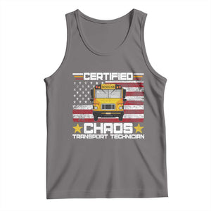 Certified Chaos Transport Technician Tank Top Patriotic School Bus Driver USA American Flag